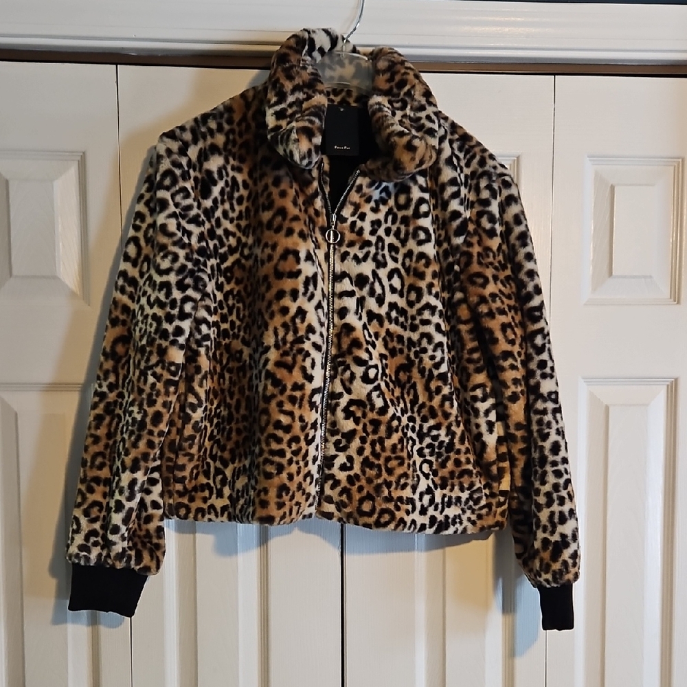 Nine West Leopard Print Teddy Jacket